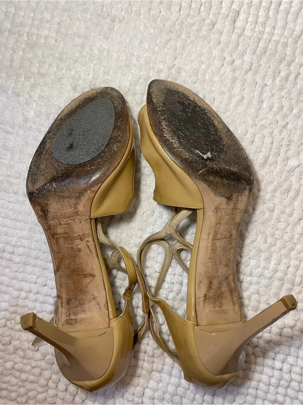 Jimmy Choo Yellow Patent Leather Strappy Heels